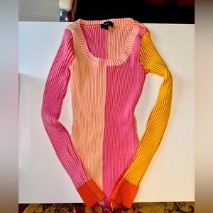 Colorful Striped Women's Sweater Bodysuit
